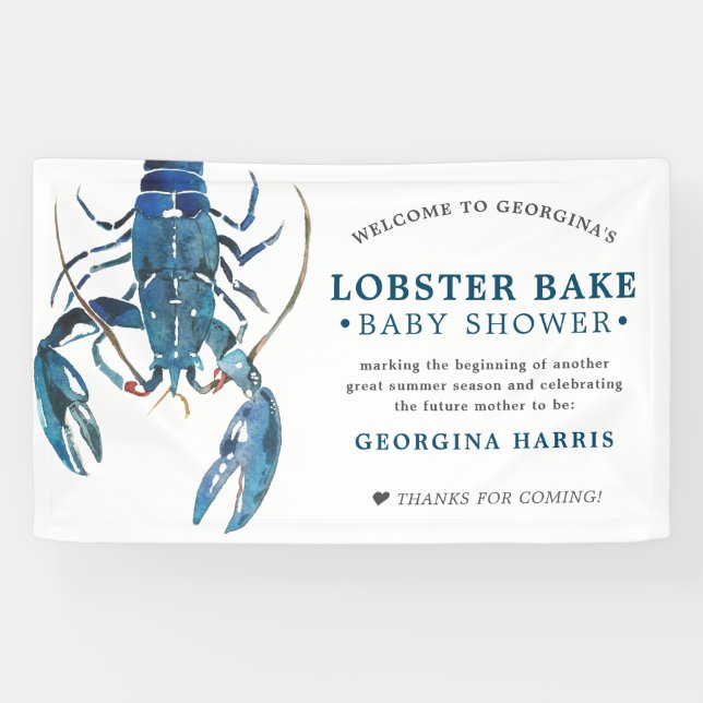 Ocean Blue Lobster Bake | Baby Shower Banner (Horizontal)