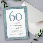 Ocean Blue Marble Modern 60th Birthday Party Invitation<br><div class="desc">A modern sophisticated 60th birthday party invitation in ocean blue hues of marbled texture, this invitation prepares your guests for a memorable celebration. The age 60 is a graphic image created using the same marble texture on the invitation and is not editable. The elegant font pairings work beautifully with the...</div>