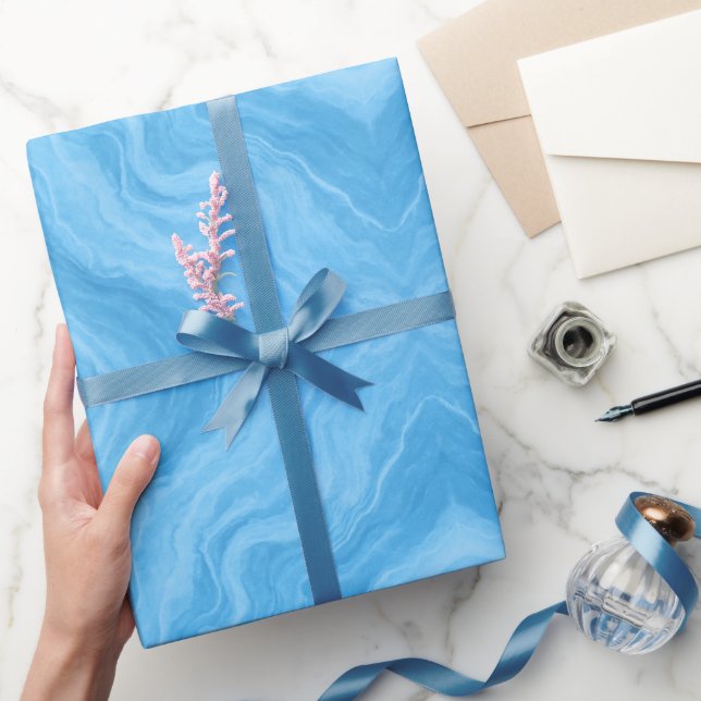 Ocean Blue Marble Wrapping Paper (Gifting)