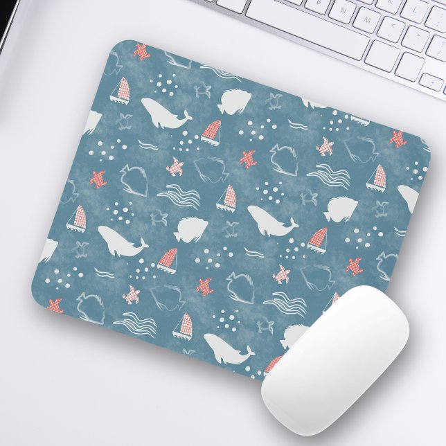 Ocean Blue Marine Sea Pattern  Mouse Pad (Creator Uploaded)