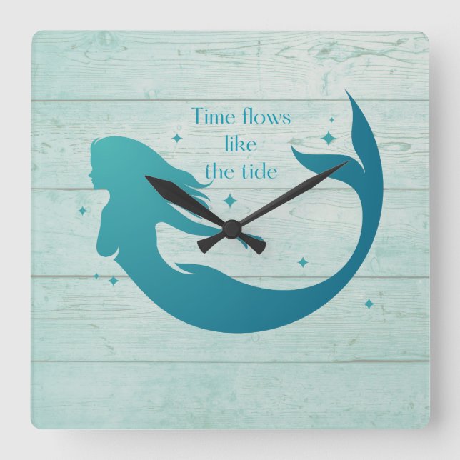 Ocean Blue Mermaid Wall Clock (Front)