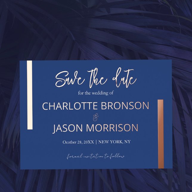 Ocean Blue Minimal Lines Wedding Save The Date     (Creator Uploaded)