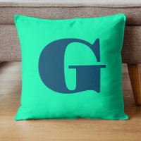 Ocean Blue Modern Monogram | Seafoam Green 
