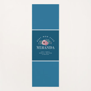 Ocean Blue Monogram Best Mom Ever Personalized Yog Yoga Mat