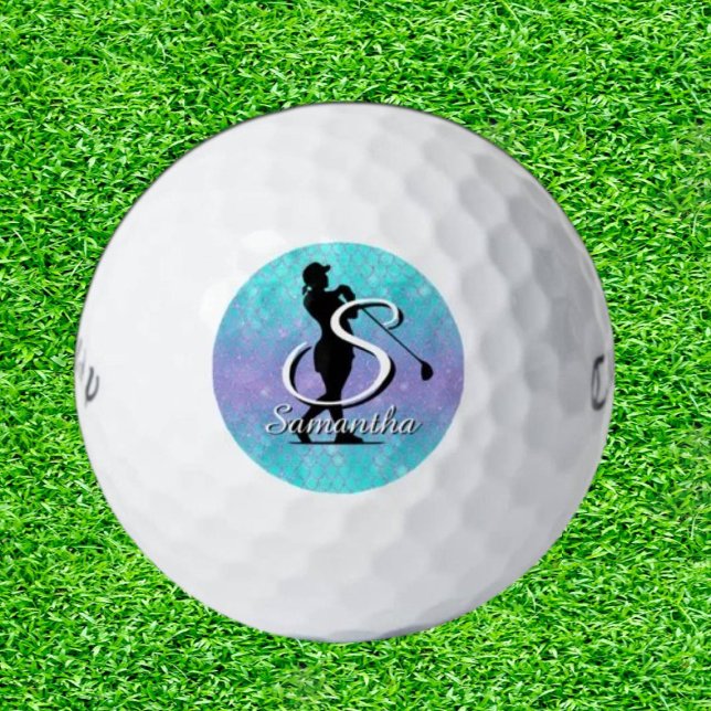 Ocean Blue Monogram  Golf Balls (Tee off in Style: Dive into Ocean Blue Elegance!)