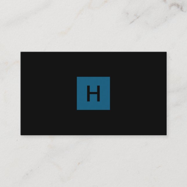 Ocean Blue Monogram Square Business Card (Front)