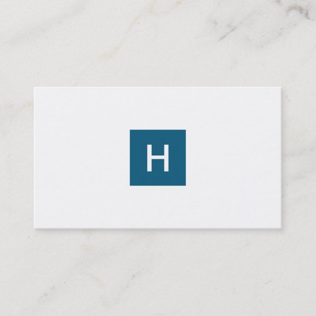 Ocean Blue Monogram Square Business Card (Front)
