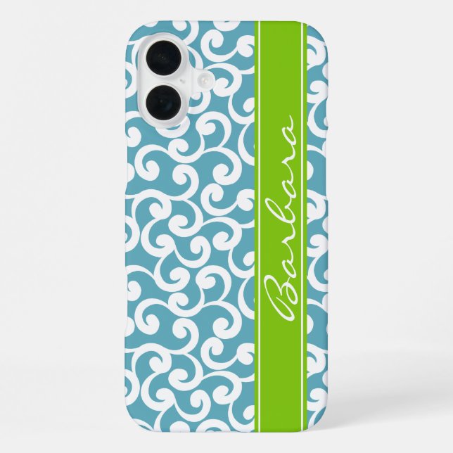 Ocean Blue Monogrammed Elements Print  iPhone Case (Back)