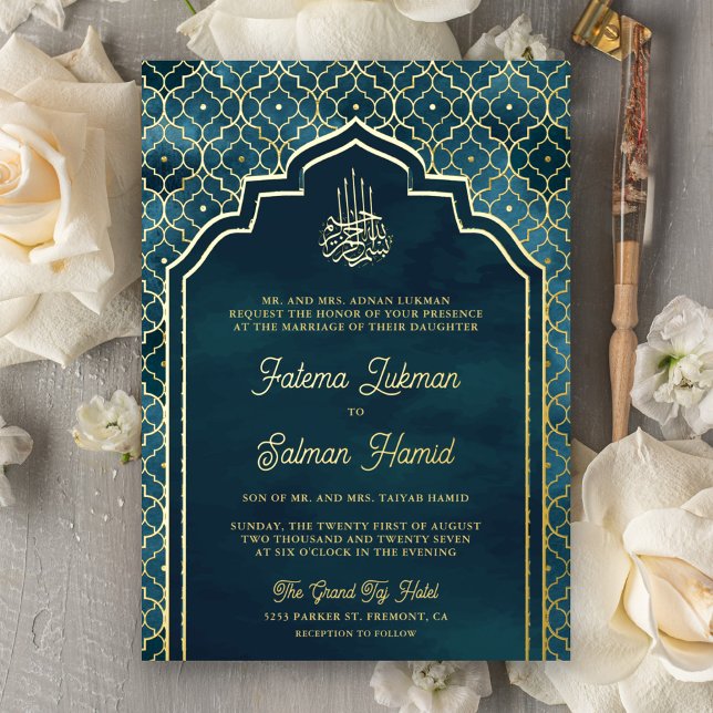 Ocean Blue Moroccan Arch Muslim Wedding Gold (Creator Uploaded)
