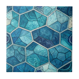 Ocean Blue Mosaic Pattern – Irregular Polygon Tile