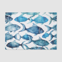 Ocean Blue Navy Fish | Coastal Birthday Gift Wrap