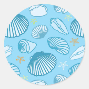 Ocean Blue Pattern Classic Round Sticker