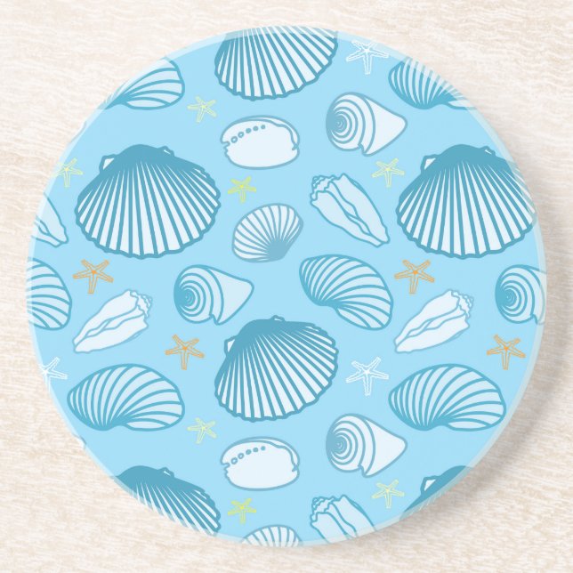 Ocean Blue Pattern Coaster (Front)