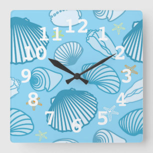 Ocean Blue Pattern Square Wall Clock