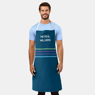 Ocean Blue - Personalise, with colourful stripes Apron