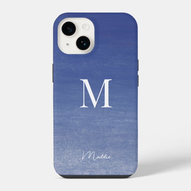 Ocean Blue Personalised Monogram Name  iPhone Case (Back)
