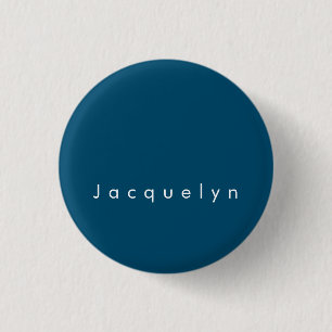 Ocean Blue Plain Elegant Modern Minimalist Name 3 Cm Round Badge