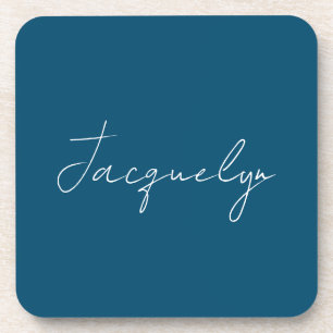 Ocean Blue Plain Elegant Modern Minimalist Name Coaster