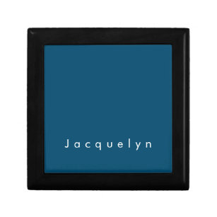 Ocean Blue Plain Elegant Modern Minimalist Name Gift Box