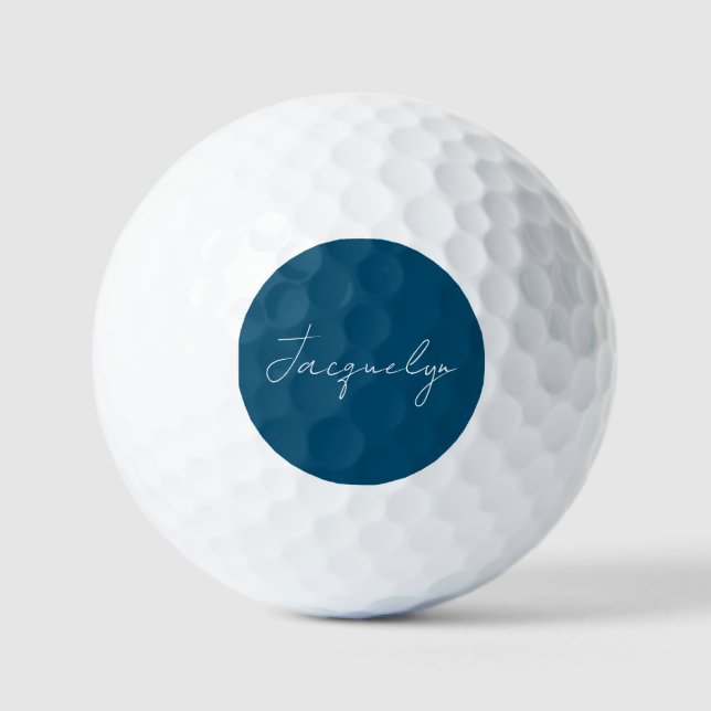 Ocean Blue Plain Elegant Modern Minimalist Name Golf Balls (Front)