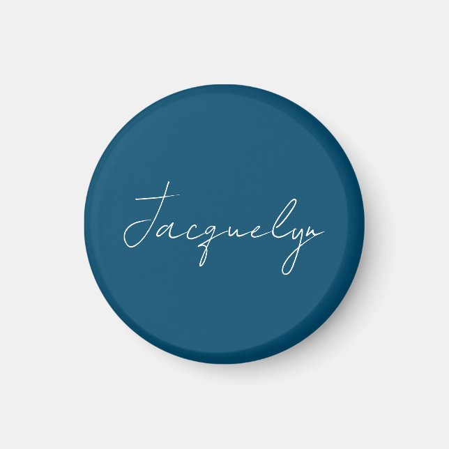 Ocean Blue Plain Elegant Modern Minimalist Name Magnet (Front)