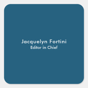 Ocean Blue Plain Elegant Modern Minimalist Square Sticker