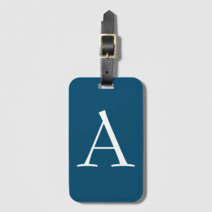 Ocean Blue Plain Elegant Modern Monogram Initial Luggage Tag