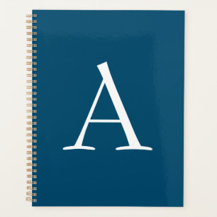 Ocean Blue Plain Elegant Modern Monogram Initial Planner