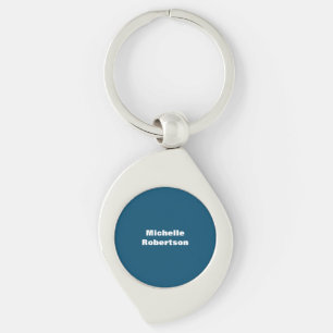 Ocean Blue Plain Minimalist Add Own Name Key Ring