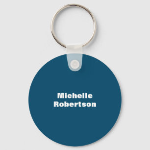 Ocean Blue Plain Minimalist Add Own Name Key Ring