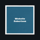 Ocean Blue Plain Minimalist Add Own Name Napkin<br><div class="desc">Those who see it will say what a simple design and will not be able to take their eyes off this. It is a very elegant, very aesthetic and very simple perfect design. With such simplicity, you will immediately reflect what a fine personality you have and the sensitivity in your...</div>