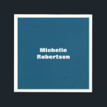 Ocean Blue Plain Minimalist Add Own Name Napkin<br><div class="desc">Those who see it will say what a simple design and will not be able to take their eyes off this. It is a very elegant, very aesthetic and very simple perfect design. With such simplicity, you will immediately reflect what a fine personality you have and the sensitivity in your...</div>