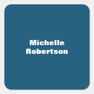 Ocean Blue Plain Minimalist Add Own Name Square Sticker
