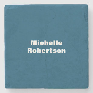 Ocean Blue Plain Minimalist Add Own Name Stone Coaster