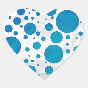 Ocean Blue Polka Dots Heart Sticker