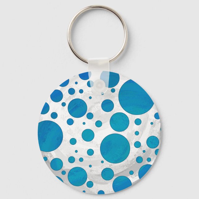 Ocean Blue Polka Dots Key Ring (Front)