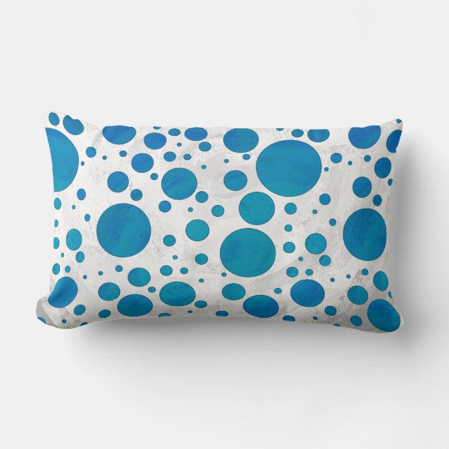 Ocean Blue Polka Dots Lumbar Cushion (Front)