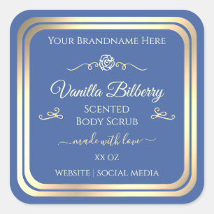 Ocean Blue Product Label Gold Frame Vintage Rose