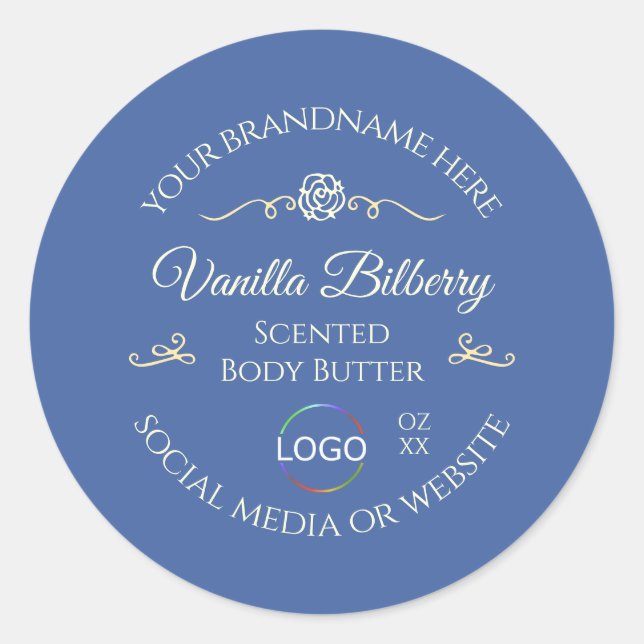 Ocean Blue Product Label with Gold Frame and Logo (Front)