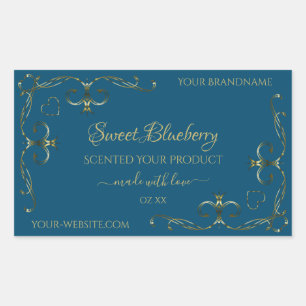 Ocean Blue Product Labels Decorated Gold Corners