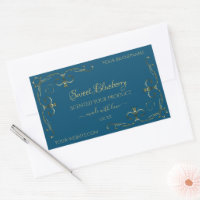 Ocean Blue Product Labels Decorated Gold Corners