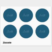 Ocean Blue Professional Calligraphy Add Name Classic Round Sticker (Sheet)
