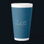 Ocean Blue Professional Calligraphy Add Name Latte Mug<br><div class="desc">Represent yourself with this modern,  elegant design. This template can be customised to meet all professional occupations.</div>