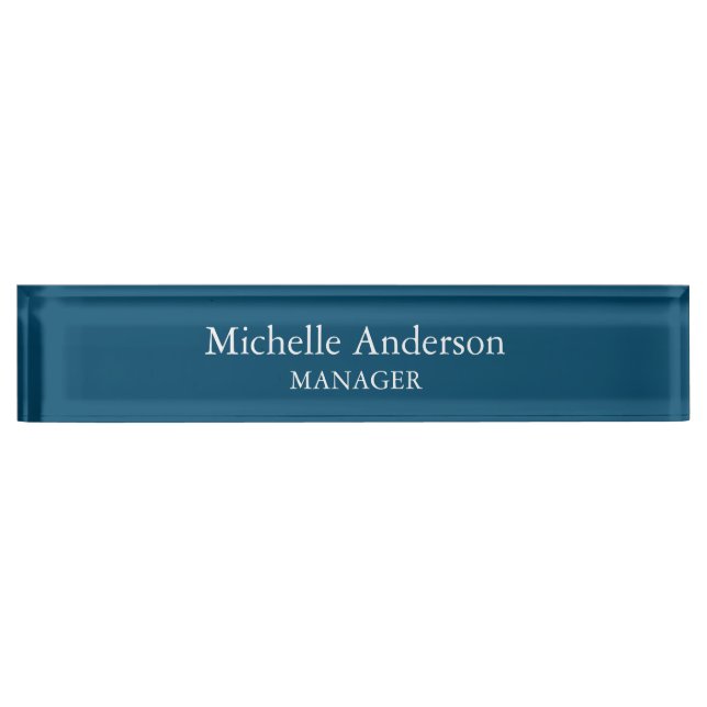 Ocean Blue Professional Manager Modern Plain Nameplate (Front)