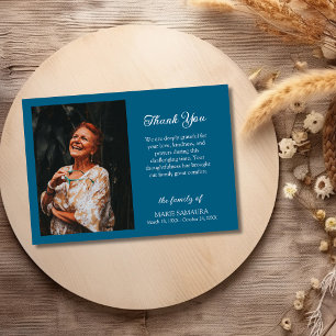 Ocean Blue Romantic Customize Photo Funeral  Thank You Card