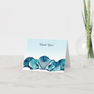 Ocean Blue Scallop Border Thank You Card
