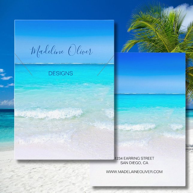Ocean Blue Scene Jewellery Necklace Display  Business Card (Creator Uploaded)