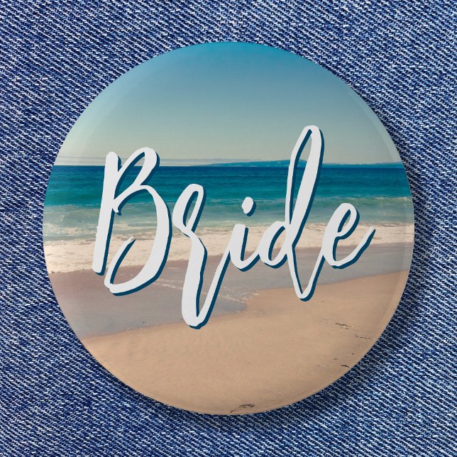Ocean Blue Scenic Beach Photo Bride 6 Cm Round Badge (Ocean Blue Scenic Beach Photo Bride Button)