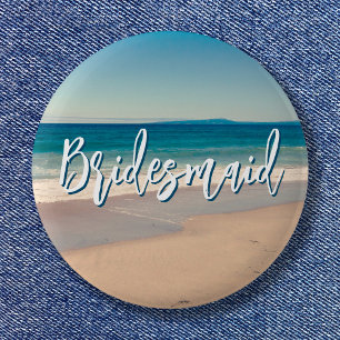 Ocean Blue Scenic Beach Photo Bridesmaid 6 Cm Round Badge