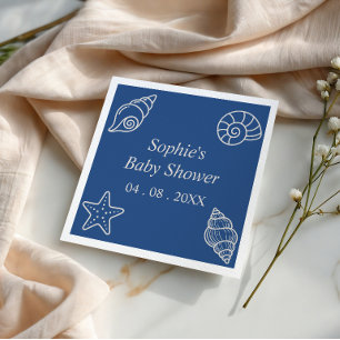 Ocean Blue Seashell Baby Shower Napkin